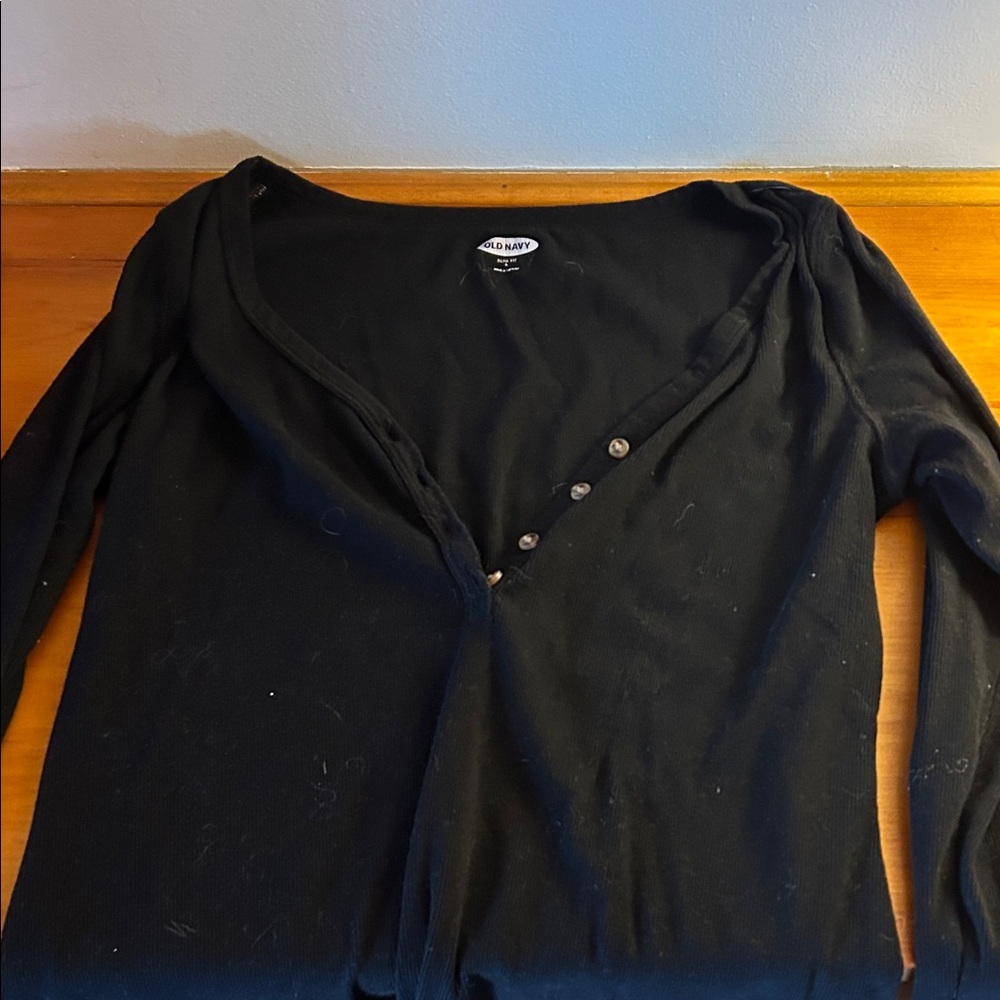 Old Navy Black Buttoned Cardigan